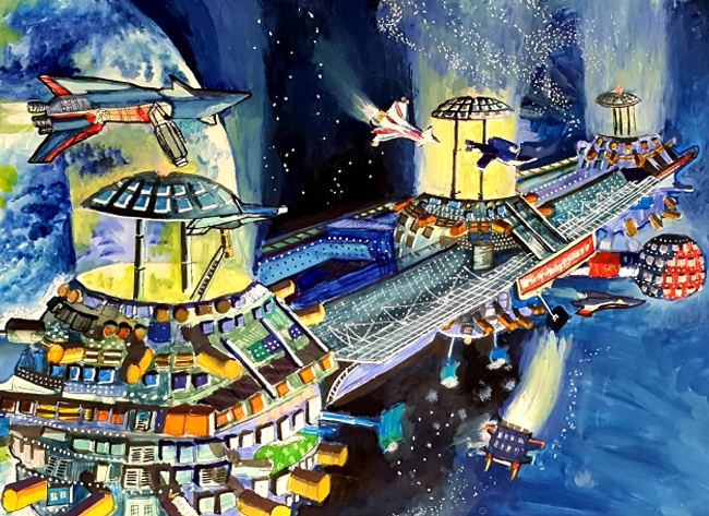《太空机场》,广州市海珠区菩提路小学,涂朗 《太空机场》,广州市海珠区菩提路小学,涂朗